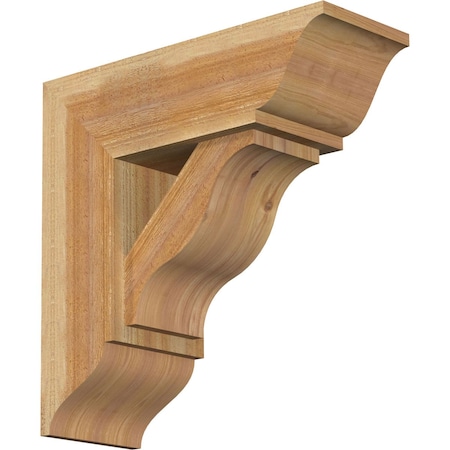 Ekena Millwork Funston Traditional Rough Sawn Bracket w/ Offset Brace, Western Red Cedar, 8"W x 22"D x 22"H BKT0806X22X22FST01RWR